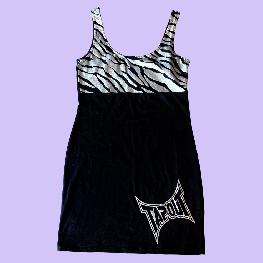 Y2K RARE Grail Tapout Scene Zebra Print Bodycon Mini Dress #18